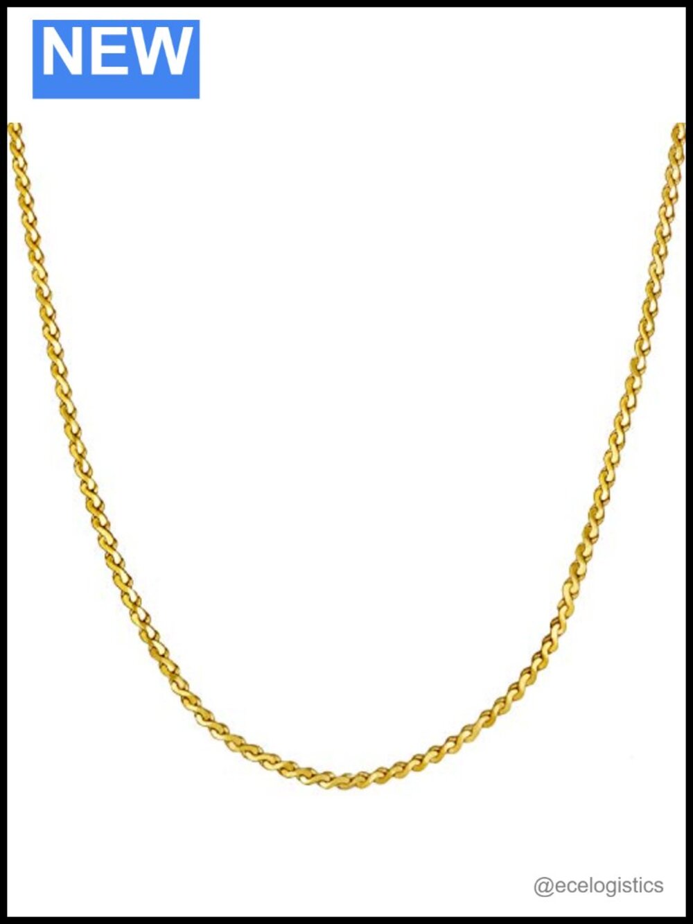 1.4mm Serpentine Chain Necklace 24k Gold Plated Made in USA 30in Unisex